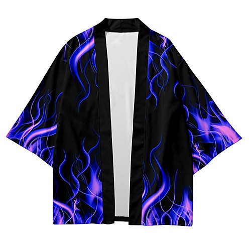 

Men's Shirt 3D Print Flame 3D Print Short Sleeve Daily Tops Casual Fashion Hawaiian Purple