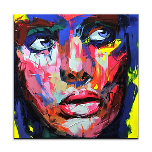 

Oil Painting Hand Painted Square Abstract Modern Rolled Canvas (No Frame)