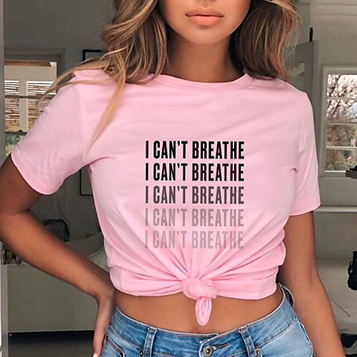 

Women's Tee / T-shirt Pure Color Crew Neck Letter Printed Sport Athleisure T Shirt Top Short Sleeves Breathable Soft Comfortable Everyday Use Street Casual Daily Outdoor