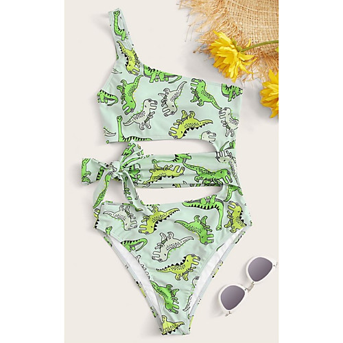 

Women's One Piece Monokini Swimsuit Push Up Print Solid Color Animal Green Swimwear Padded Crop Top Bathing Suits New Casual Sexy