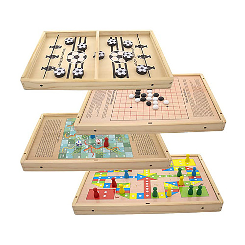

Fast Sling Puck Game 4 in 1 Table Desktop Battle Games 14x9 Inch Paced Winner Board Games Toys for Kids and Adults Hockey Table Game Parent-Child Interactive Board Toys
