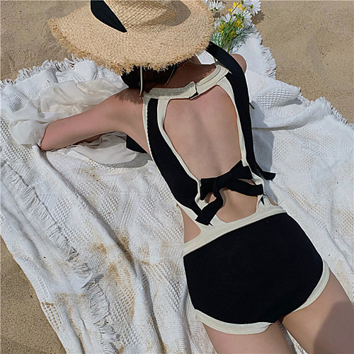 

Women's One Piece Swimsuit Solid Colored Padded Swimwear Bodysuit Swimwear Black Green Breathable Quick Dry Comfortable Sleeveless - Swimming Surfing Water Sports Summer / Spandex
