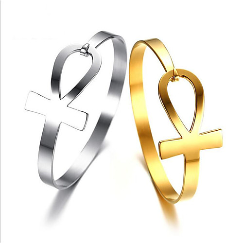 

Women's Bracelet Bangles Classic Cross Fashion Titanium Steel Bracelet Jewelry Gold / Silver For Anniversary Party Evening Birthday