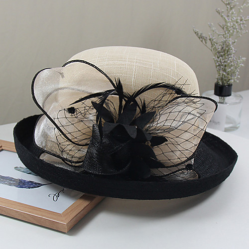 

Vintage Style Elegant Tulle / Poly / Cotton Blend Hats / Headwear / Straw Hats with Feather / Appliques / Split Joint 1 Piece Casual / Holiday Headpiece