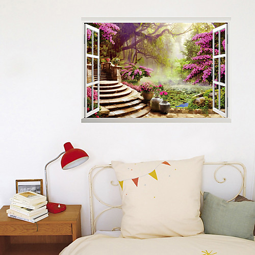 

3D Floral Plants Wall Stickers Study Room Bedroom Removable Pre-pasted PVC Home Decoration Wall Decal 1pc 6090cm