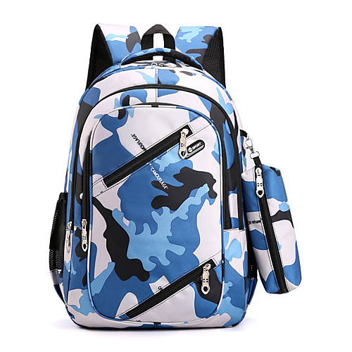 

Unisex Girls' Nylon School Bag Commuter Backpack Large Capacity Zipper Color Block Daily School Gray Green Red Sky Blue Royal Blue