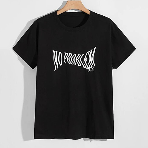 

Men's Unisex Tees T shirt Hot Stamping Graphic Prints Letter Plus Size Print Short Sleeve Casual Tops 100% Cotton Basic Designer Big and Tall Black