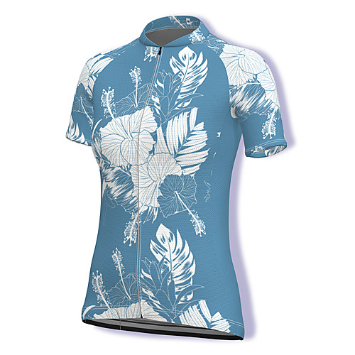 

21Grams Women's Short Sleeve Cycling Jersey Spandex Blue Floral Botanical Bike Top Mountain Bike MTB Road Bike Cycling Breathable Sports Clothing Apparel / Stretchy / Athleisure
