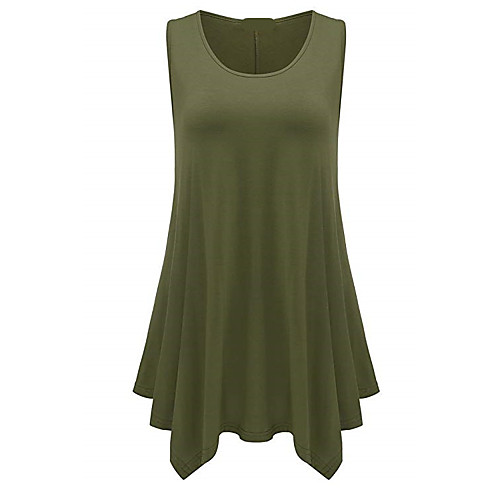 

Women's Strap Dress Knee Length Dress White Black Blue Purple Red Yellow Blushing Pink Wine Army Green Dusty Rose Sleeveless Print Solid Color Patchwork Summer Round Neck Casual 2021 S M L XL XXL 3XL