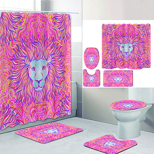 

Bathroom Shower Curtain & Mat Set Modern Polyester New Design