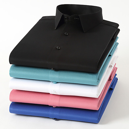 

Men's Shirt Solid Colored Button-Down Long Sleeve Casual Tops Business Simple A B C