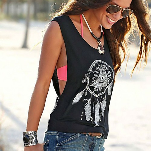 

Women's Tank Top Tee / T-shirt Pure Color Scoop Neck Cotton Sport Athleisure Top Sleeveless Breathable Soft Comfortable Everyday Use Street Casual Daily Outdoor