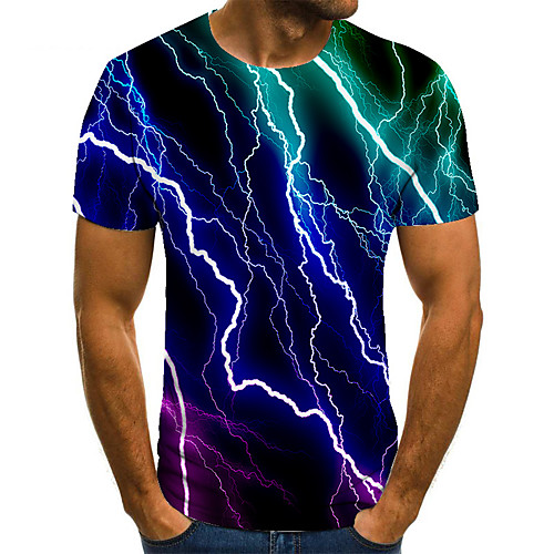 

Men's T shirt 3D Print Geometric 3D Print Print Short Sleeve Casual Tops Casual Fashion Green / Red