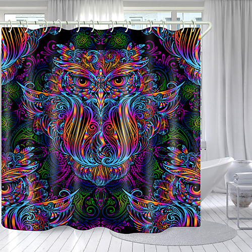 

Colored Little Owl Digital Printing Shower Curtain Shower Curtains Hooks Modern Polyester New Design