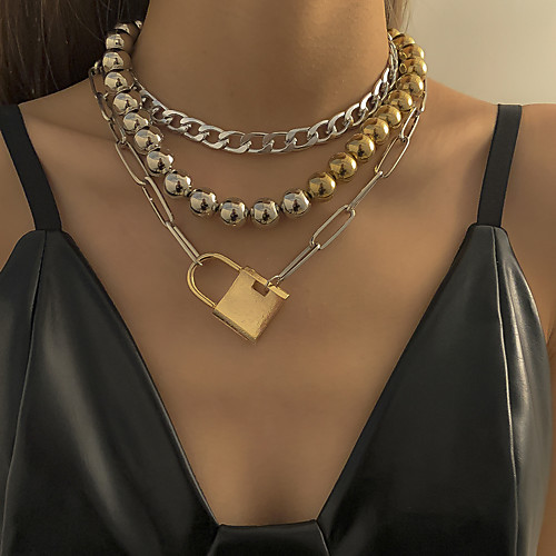 

Choker Necklace Chain Necklace Torque Women's Geometrical Artistic Simple Fashion Vintage Trendy Silver 45,40,45 cm Necklace Jewelry 3pcs for Street Daily Holiday Club Festival Geometric Rectangle