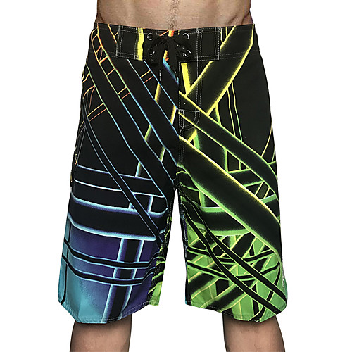 

Men's Swim Shorts Swim Trunks Board Shorts Breathable Quick Dry Drawstring - Swimming Surfing Water Sports Grid Pattern Summer