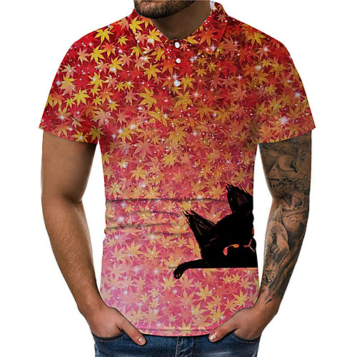 

Men's Polo 3D Print Graphic 3D Animal 3D Print Short Sleeve Daily Tops Fashion Classic Red