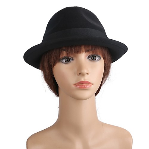 

Solid Color Retro Wool Hats with Trim 1 Piece Special Occasion / Horse Race Headpiece