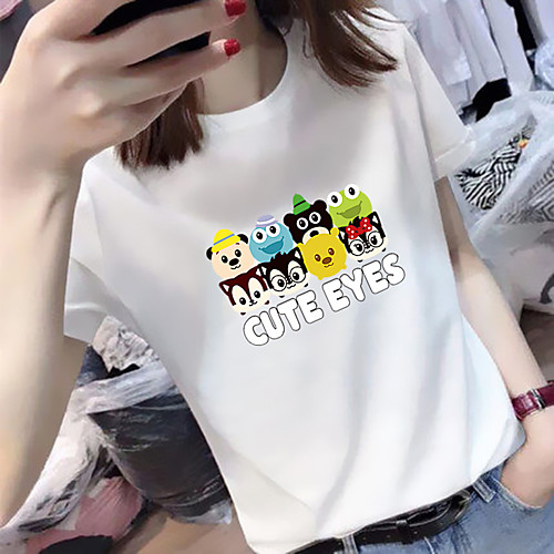 

Women's Tee / T-shirt Pure Color Crew Neck Spandex Animal Patterned Sport Athleisure Top Short Sleeves Breathable Soft Comfortable Everyday Use Casual Daily Outdoor
