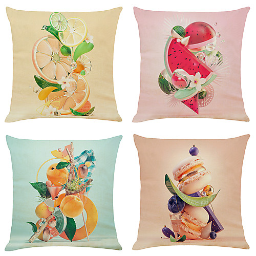 

Cushion Cover 4PC Linen Soft Decorative Square Throw Pillow Cover Cushion Case Pillowcase for Sofa Bedroom 45 x 45 cm (18 x 18 Inch) Superior Quality Machine Washable