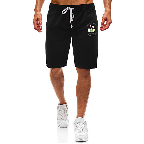 

Men's Shorts Casual / Sporty Daily Sports Easter Sweatpants Shorts Pants Rabbit / Bunny Short Zipper Pocket Print Black Light Grey