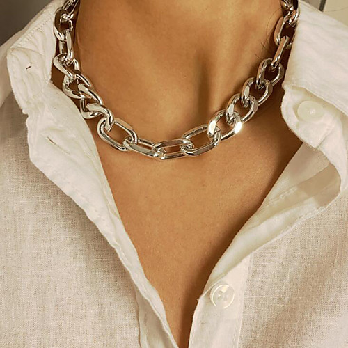 

Choker Necklace Torque Necklace Women's Geometrical Artistic Simple Fashion Vintage Trendy White Gold Silver 45 cm Necklace Jewelry 1pc for Street Daily Holiday Club Festival Geometric irregular