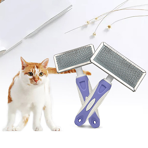 

Dog Cat Grooming Cleaning Pet Grooming Brush Stainless steel Comb Dog Clean Supply Pet Hair Remover Easy to Clean Mats & Tangles Removing Pet Grooming Supplies Blue