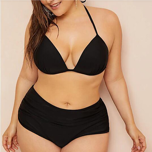 

Women's Tankini Swimsuit Print Halter Swimwear Bathing Suits Black / Bikini