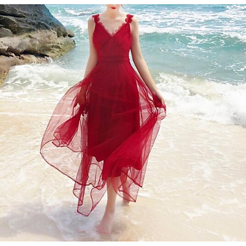 

A-Line Elegant Sexy Wedding Guest Prom Dress Spaghetti Strap Sleeveless Tea Length Tulle with Pleats 2021