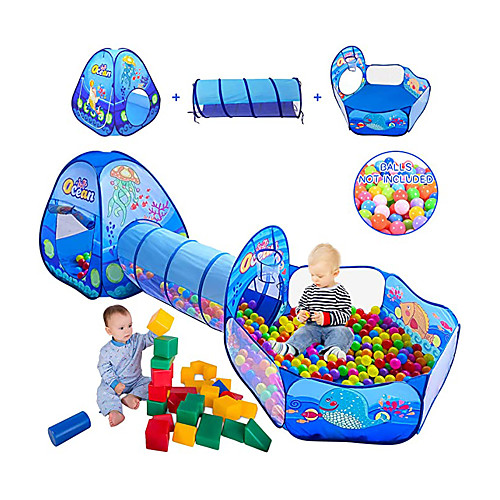 

Play Tent & Tunnel Playhouse Crawl Tunnel Toy Teepee Ocean Theme 3 in 1 Foldable Convenient Polyester Gift Indoor Outdoor Party Favor Festival Fall Spring Summer 3 years Boys and Girls Pop Up