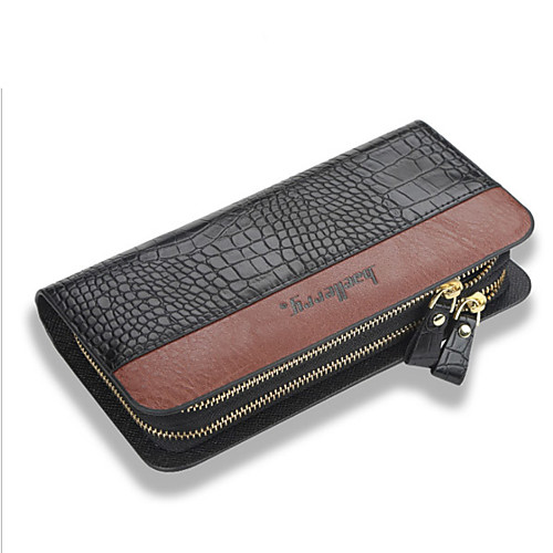 

Men's Bags PU Leather Wallet Zipper Solid Color Daily Bag Sets dark brown Black Light Brown