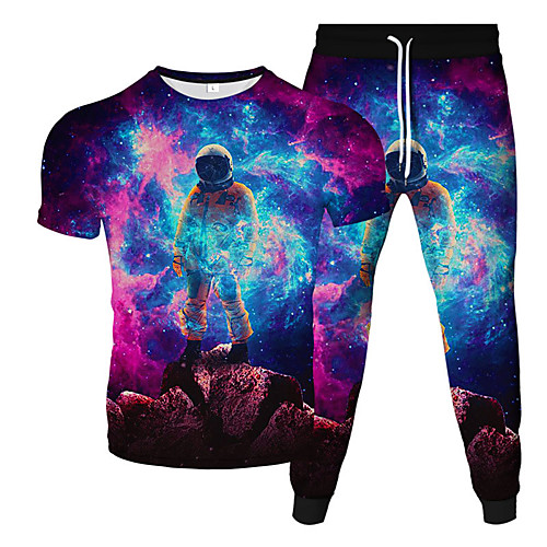

Women's Men's 2 Piece Tracksuit Sweatsuit Street Casual 2pcs Summer Short Sleeve Moisture Wicking Breathable Soft Gym Workout Running Jogging Training Exercise Sportswear Normal Purple Yellow Red