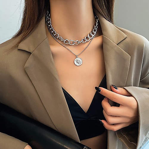 

Women's Men's Pendant Necklace Chains Coin Fashion Alloy Gold Silver 405 cm Necklace Jewelry 1pc For Party Evening Street