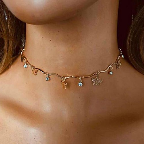 

Women's Choker Necklace Butterfly Simple Sweet Alloy Gold 307 cm Necklace Jewelry 1pc For Festival