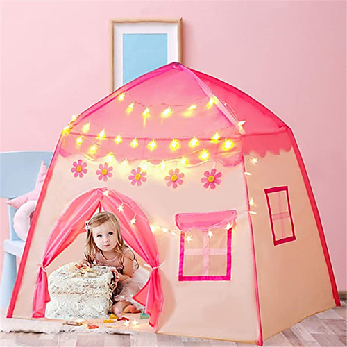 

Play Tent & Tunnel Playhouse Teepee Castle Princess Foldable Glow in the Dark Convenient with Light String Polyester Gift Indoor Outdoor Party Favor Festival Fall Spring Summer 3 years Boys and Girls