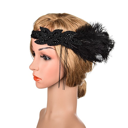 

Elegant Beaded & Sequin Flax Fascinators with Feather / Glitter 1 Piece Special Occasion / Party / Evening Headpiece