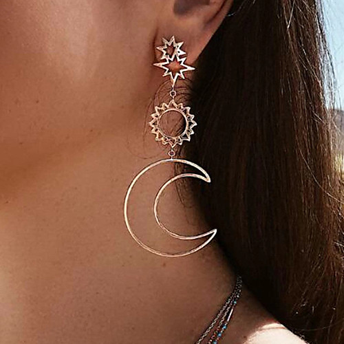 

Women's Drop Earrings Earrings Mismatch Earrings Hollow Sun Moon Simple Fashion European Earrings Jewelry Gold For Gift Prom Date Vacation 1 Pair