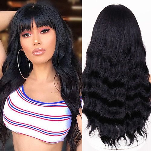 

Synthetic Wig Deep Wave Neat Bang Wig Medium Length A15 A16 A17 A10 A11 Synthetic Hair Women's Cosplay Party Fashion Black Brown