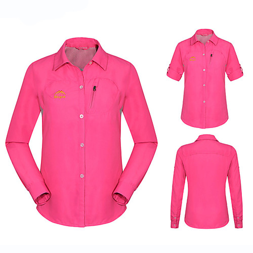 

Women's Hiking Shirt / Button Down Shirts Long Sleeve Sweatshirt Top Outdoor Lightweight Breathable Quick Dry Sweat wicking Spring Summer Army Green Male Gray male Army green female Fishing Climbing