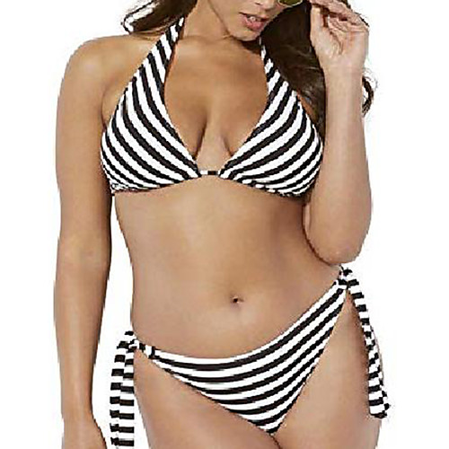 

women's plus size ashley graham elite triangle bikini set 14 stripe