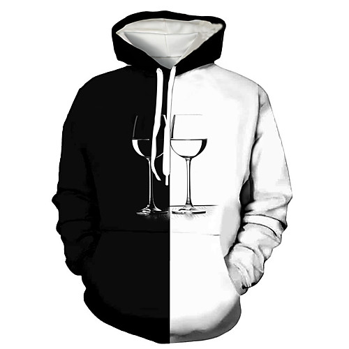 

Men's Pullover Hoodie Sweatshirt Color Block Graphic Prints Print Daily Sports 3D Print 3D Print Casual Hoodies Sweatshirts Black