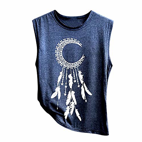 

f_topbu tank tops for women, round-neck sleeveless vest dreamcatcher printed tops casual loose tunic blouse shirts