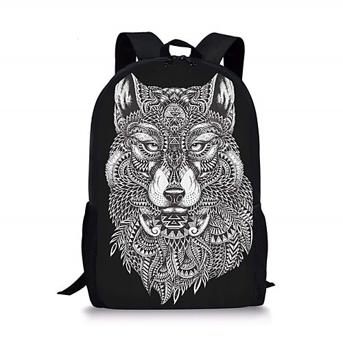 

Unisex Polyester School Bag Commuter Backpack 3D Large Capacity Waterproof Zipper Animal School Backpack White Black Blue Purple