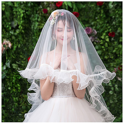 

One-tier Cute Wedding Veil Cathedral Veils with Pendant Tulle