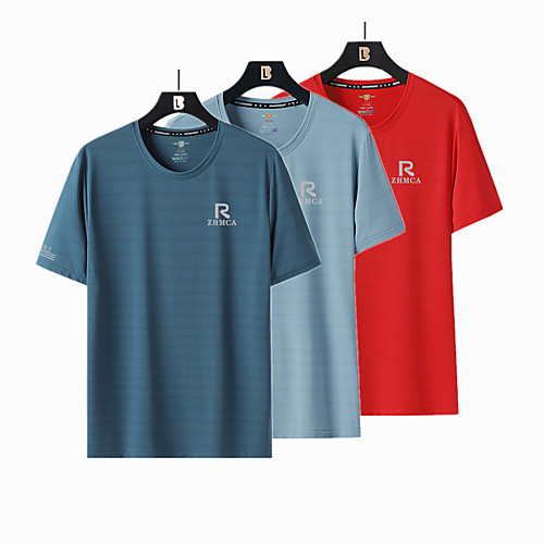 

Men's Hiking Tee shirt Short Sleeve Crew Neck Tee Tshirt Outdoor Windproof Quick Dry Ultraviolet Resistant Shockproof Autumn / Fall Spring Polyester Solid Color White Black Red Fishing Climbing Beach