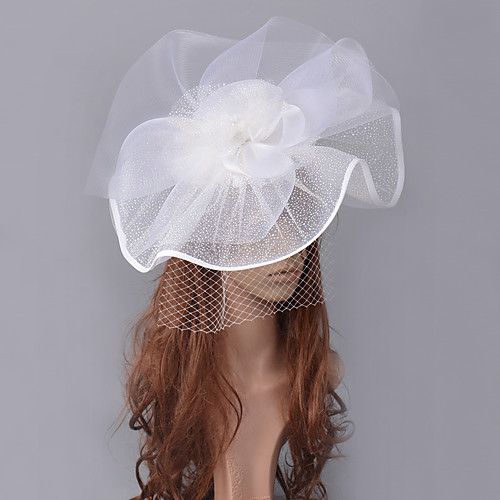 

Elegant Retro Tulle Fascinators with Flower / Polka Dot 1 Piece Wedding / Party / Evening Headpiece