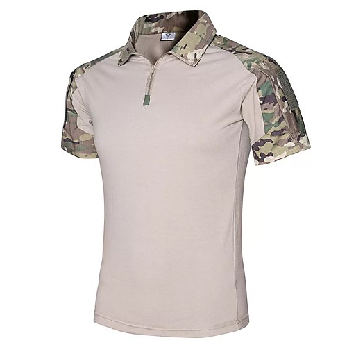 

Men's Hunting T-shirt Camo / Camouflage Short Sleeve Outdoor Summer Breathability Wearable Quick Dry Soft Cotton Black Yellow Army Green Camouflage Green