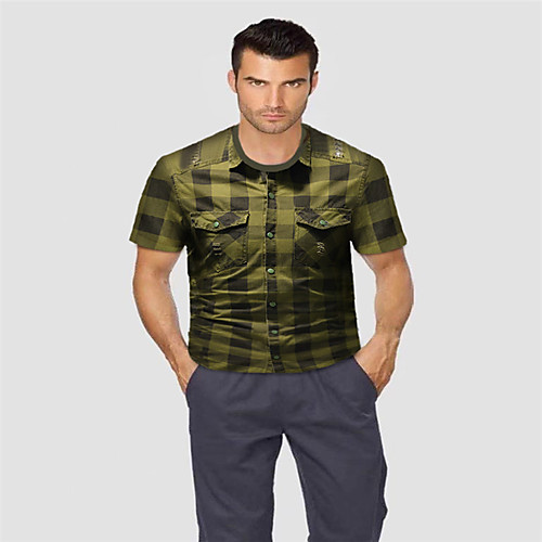 

Men's T shirt Graphic Color Block Abstract Print Short Sleeve Going out Tops Business Streetwear Light Green