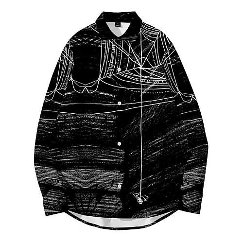 

Men's Shirt 3D Print Spider Animal Button-Down 3D Print Long Sleeve Daily Tops Casual Fashion Hawaiian Black