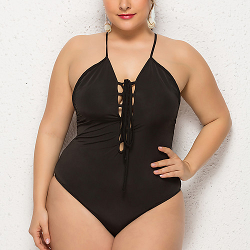 

Women's One Piece Swimsuit Criss Cross Strap Swimwear Bathing Suits Black